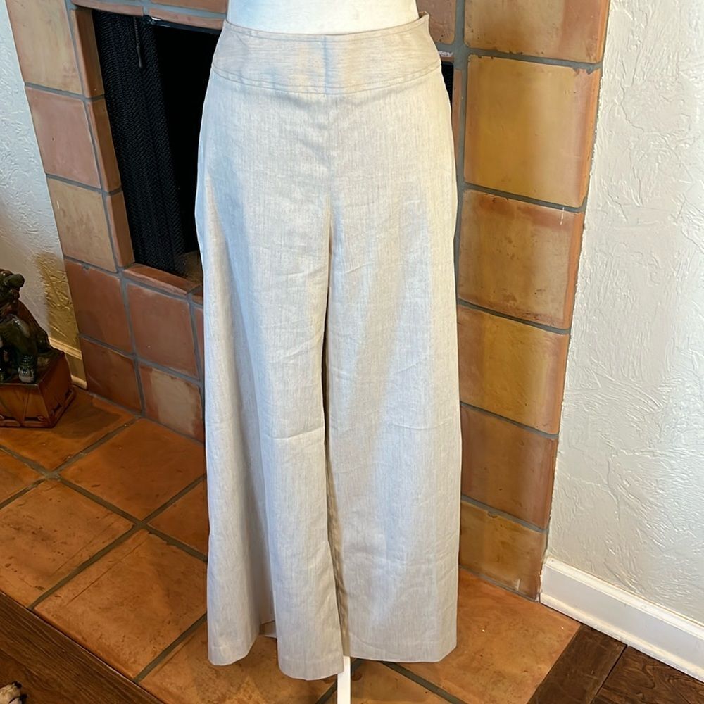 Hilton Hollis Flat Front Tan Side Zip Wide Leg Pants, 16!